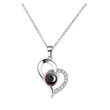 Love Heart Projection Necklace 100 Languages I Love You Pendant With Free Gift Box